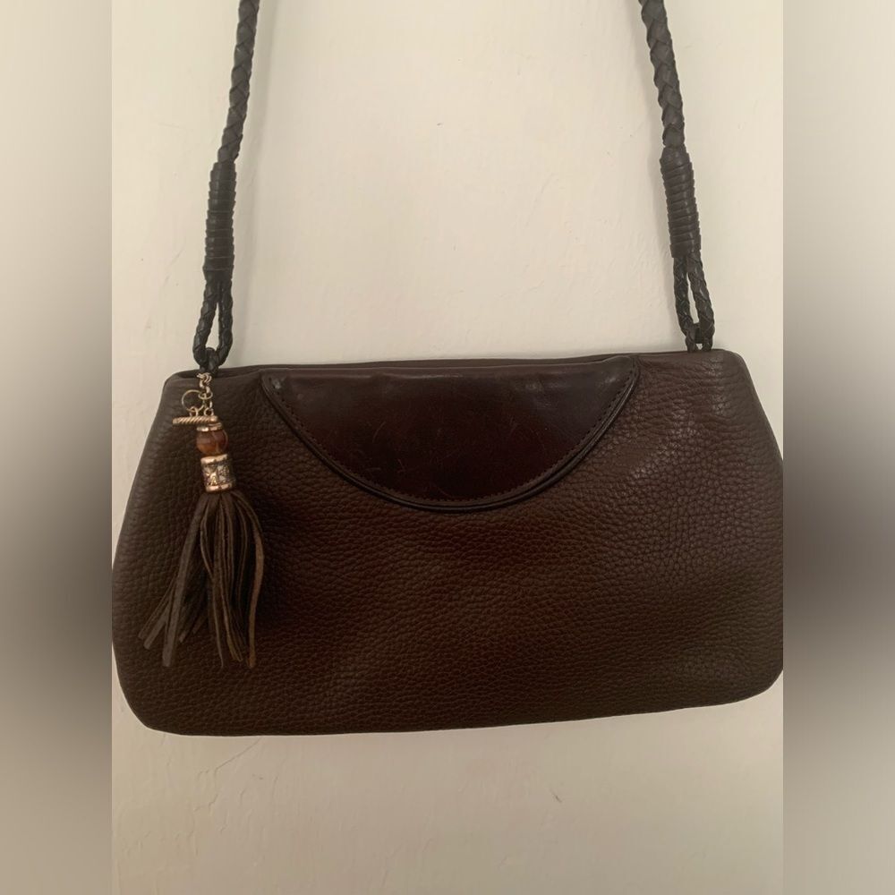 Brighton Women's Brown TwoTone Leather Magnetic Closure Clutch CrossBody Handbag